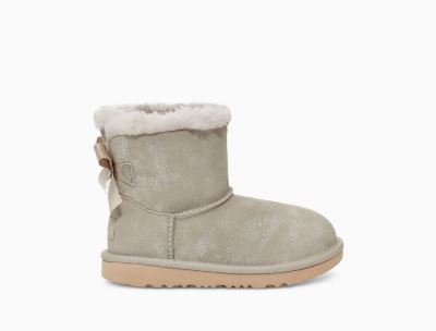 UGG Mini Bailey Bow II Shimmer Boots for Big Kids - Goat/Grey India